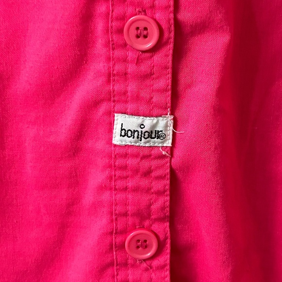 BONJOUR VTG 80s Hot pink button front sleeveless shirt. Size 12 - Picture 2 of 6